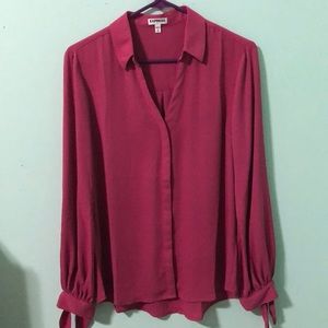 elegant blouse with ribbon tied long sleeves